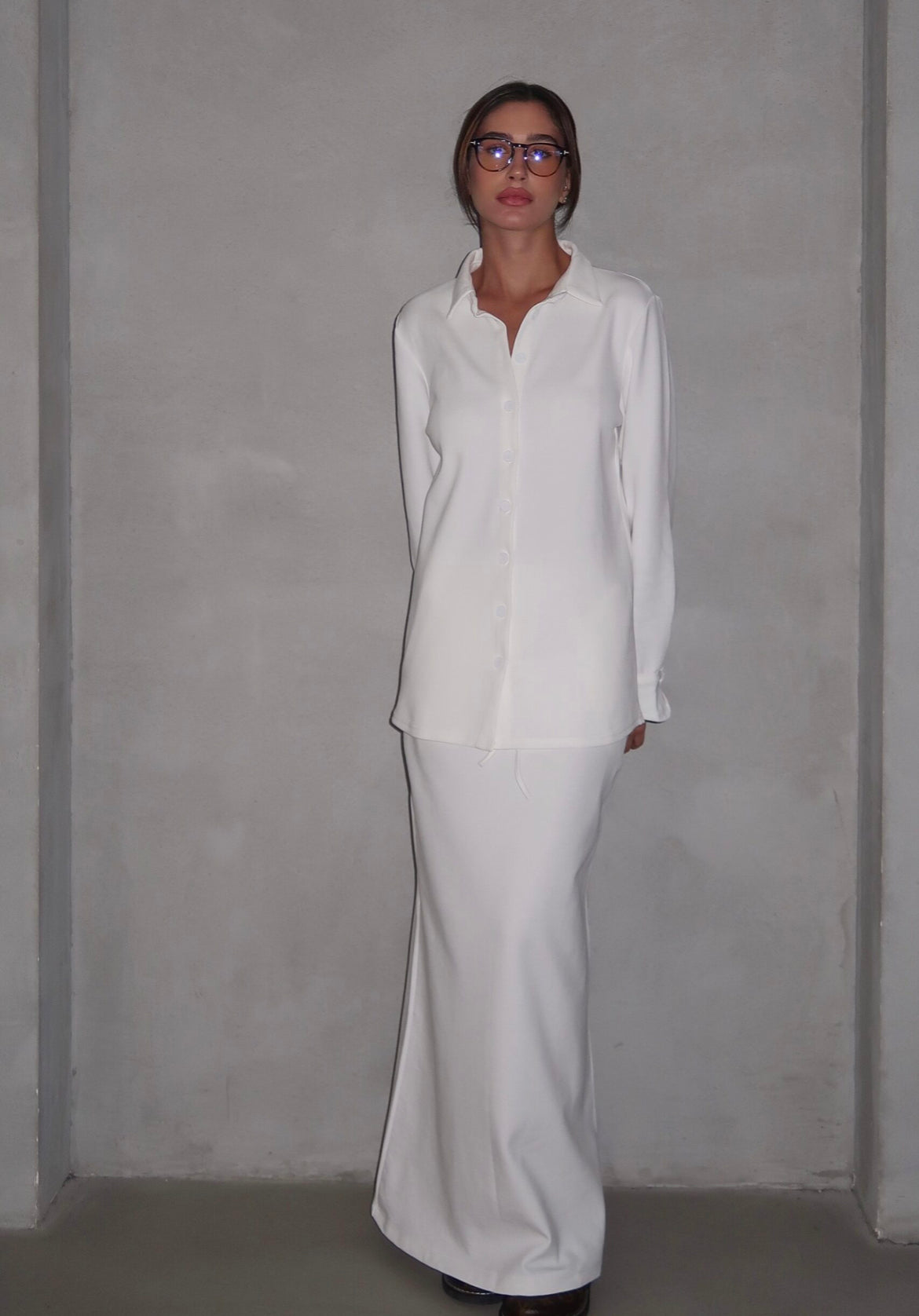 White button suit