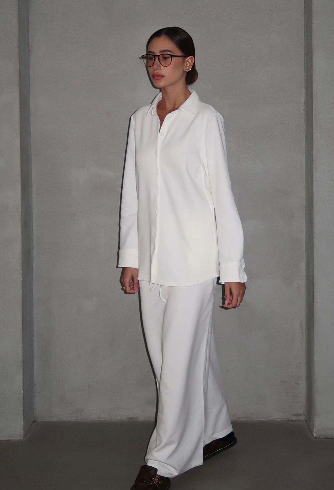 White button suit